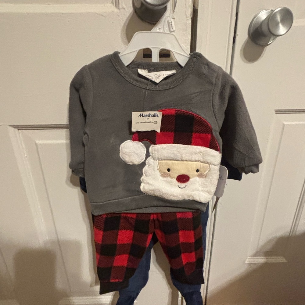 Gray and Red Santa Baby Outfit